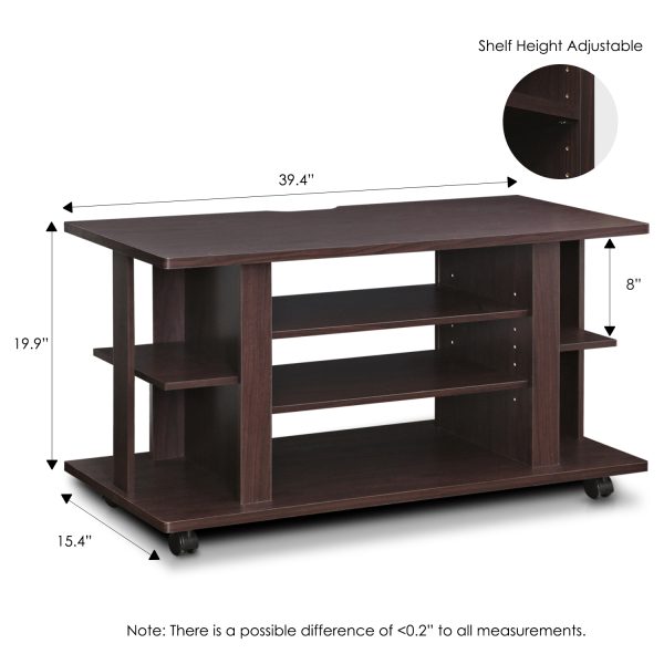 Furinno Furinno Indo 4-Tier Low Rise Tatami TV Stands With Casters