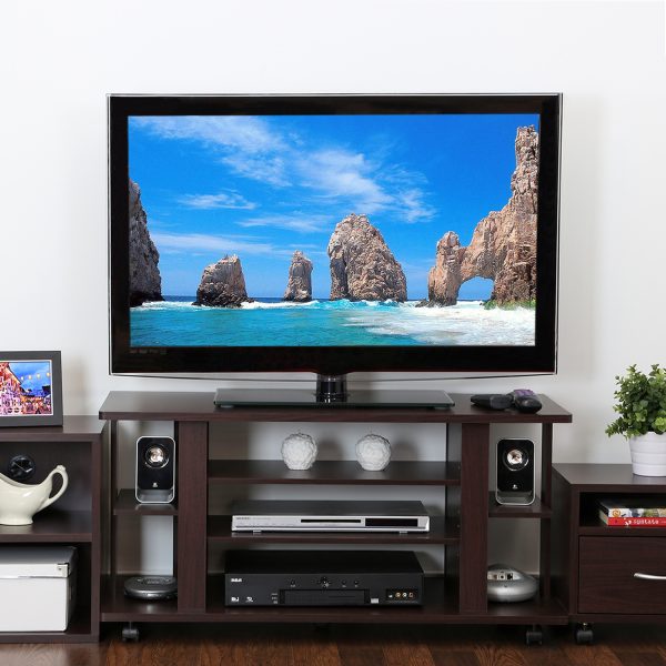 Furinno Furinno Indo 4-Tier Low Rise Tatami TV Stands With Casters