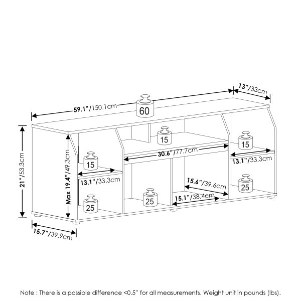 Furinno Furinno JAYA Large Media Console Table With LED For TV Up To 65-Inch