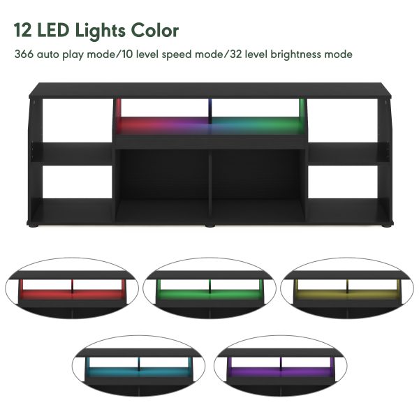 furinno Furinno JAYA Large Media Console Table with LED For TV up to 65-Inch