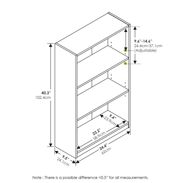 Furinno Furinno JAYA Simple Home 3-Tier Adjustable Shelf Bookcase