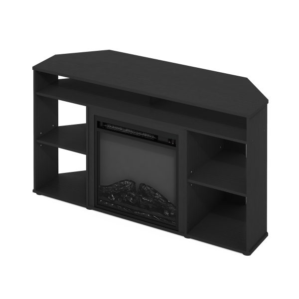 Furinno Furinno Jensen Corner TV Stand With Fireplace For TV Up To 55 Inches