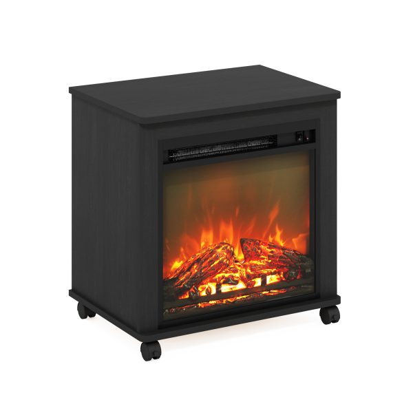 furinno Furinno Jensen Electric Fireplace End Table with Wheels
