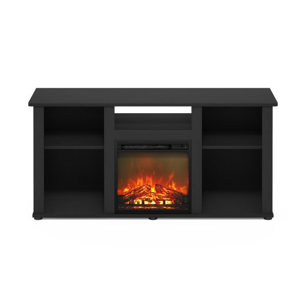 Furinno Furinno Jensen Fireplace TV Entertainment Center With Open Storage Compartment For TV Up To 55 Inch