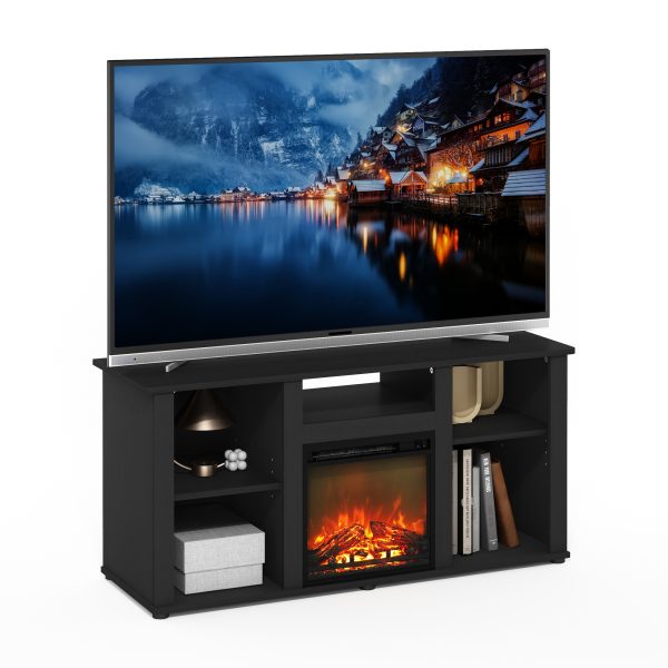 Furinno Furinno Jensen Fireplace TV Entertainment Center With Open Storage Compartment For TV Up To 55 Inch