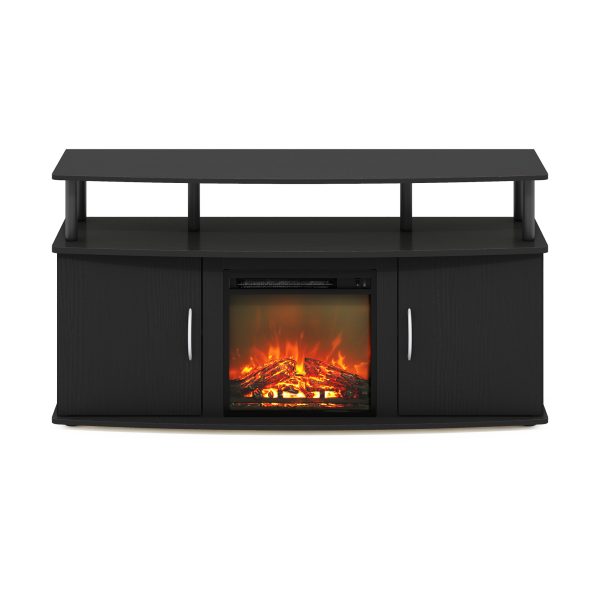 Furinno Furinno Jensen Living Room Fireplace TV Entertainment Center With Doors Storage Cabinet For TV Up To 55 Inch