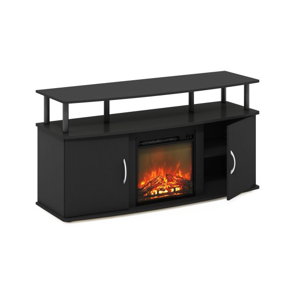 furinno Furinno Jensen Living Room Fireplace TV Entertainment Center with Doors Storage Cabinet for TV up to 55 Inch