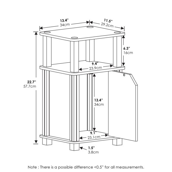Furinno Furinno Just 3-Tier End Table With Door Set Of 2
