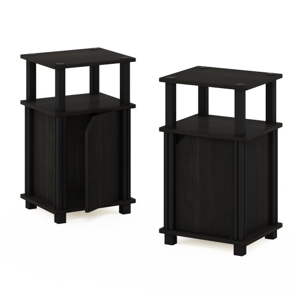furinno Furinno Just 3-Tier End Table with Door Set of 2