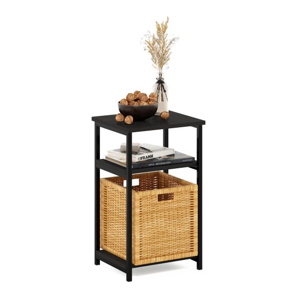 Furinno Furinno Just 3-Tier Industrial Metal Frame End Table With Storage Shelves 1-Pack