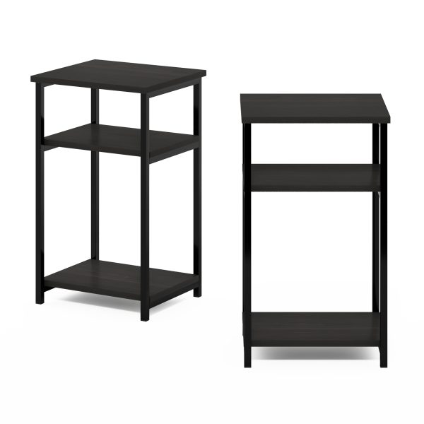 Furinno Furinno Just 3-Tier Industrial Metal Frame End Table With Storage Shelves 2-Pack