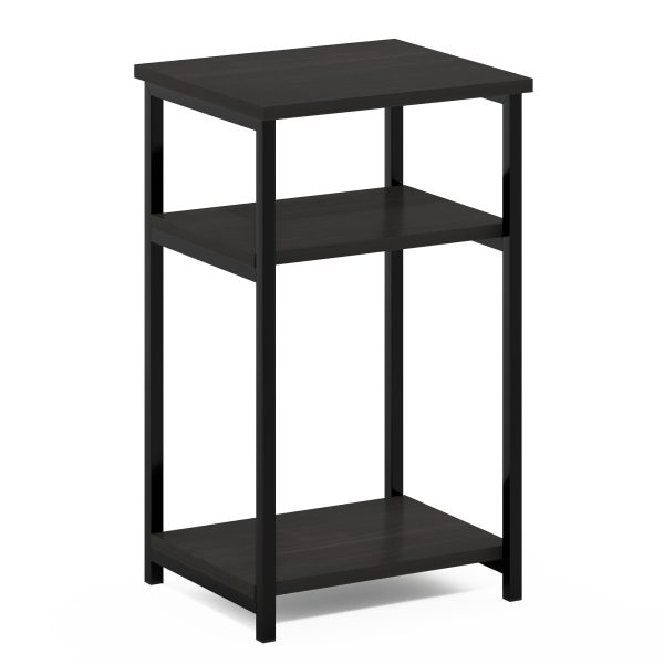 furinno Furinno Just 3-Tier Industrial Metal Frame End Table with Storage Shelves 1-Pack