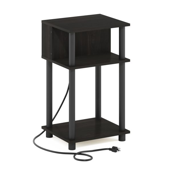 furinno Furinno Just 3-Tier Turn-N-Tube Open Storage End Table with USB and Type-C Charging Port