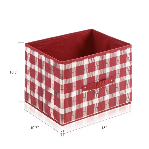 Furinno Furinno Laci Check Design Non-Woven Fabric Soft Storage Organizer Red