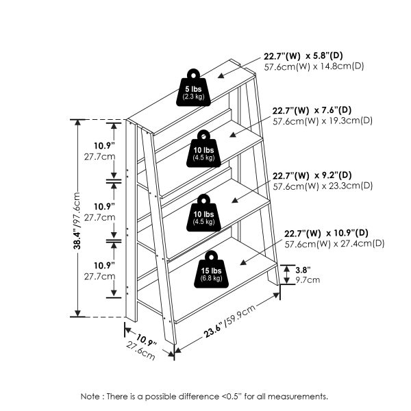 Furinno Furinno Ladder Bookcase Display Shelf 4-Tier