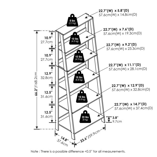 Furinno Furinno Ladder Bookcase Display Shelf 6-Tier
