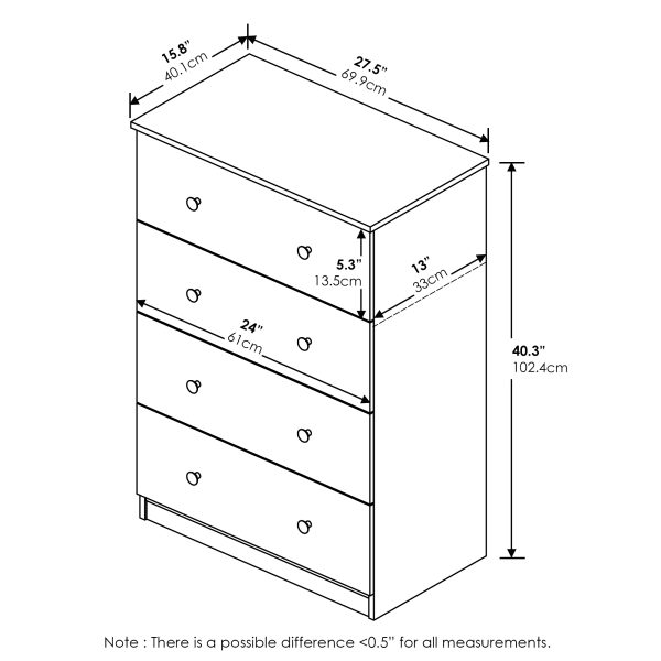 Furinno Furinno Lucca Simple Design 4-Drawer Dresser