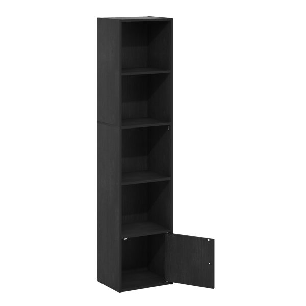 Furinno Furinno Luder 5-Tier Shelf Bookcase With 1 Door Storage Cabinet
