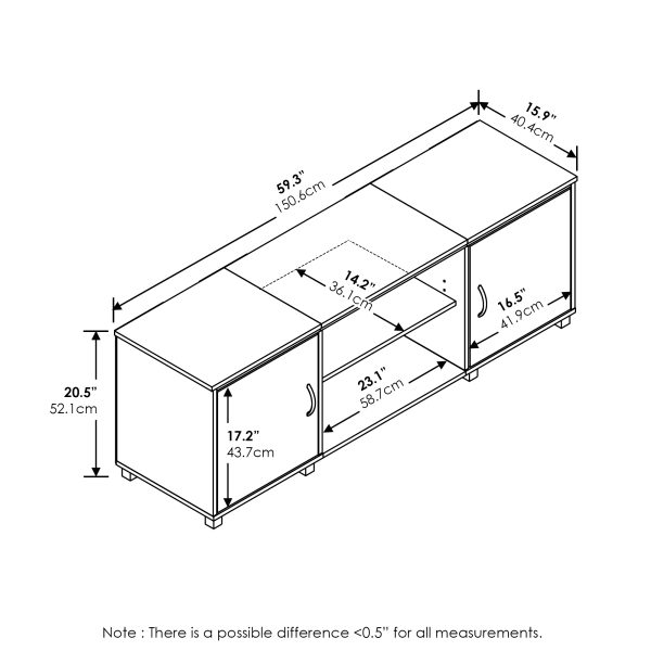 Furinno Furinno Montale TV Stand With Doors For TV Up To 65 Inch