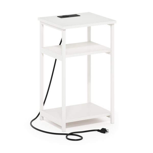 furinno Furinno Moretti 3-Tier Metal Frame Open Storage Side Table End Table with USB and Type-C Charging Station