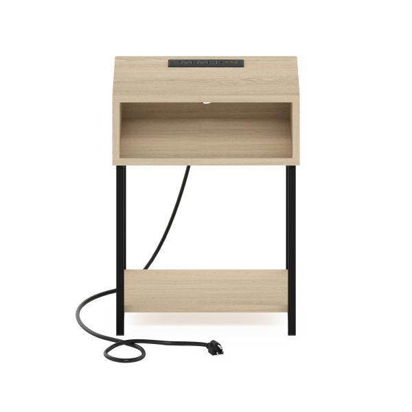 Furinno Furinno Moretti USB And Type-C Charging Port Open Storage Side Table With Metal Frame