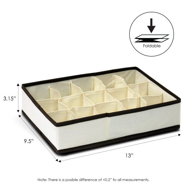 Furinno Furinno Non-Woven Fabric 3×5 Soft Storage Organizer Ivory W/Mid Brown Trim