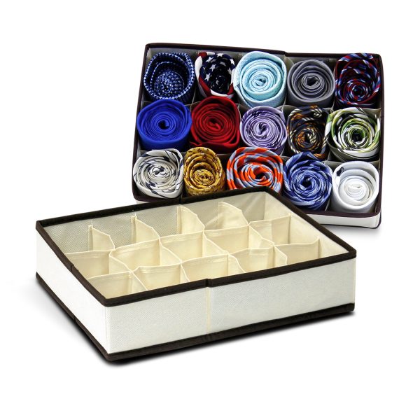 Furinno Furinno Non-Woven Fabric 3×5 Soft Storage Organizer Ivory W/Mid Brown Trim