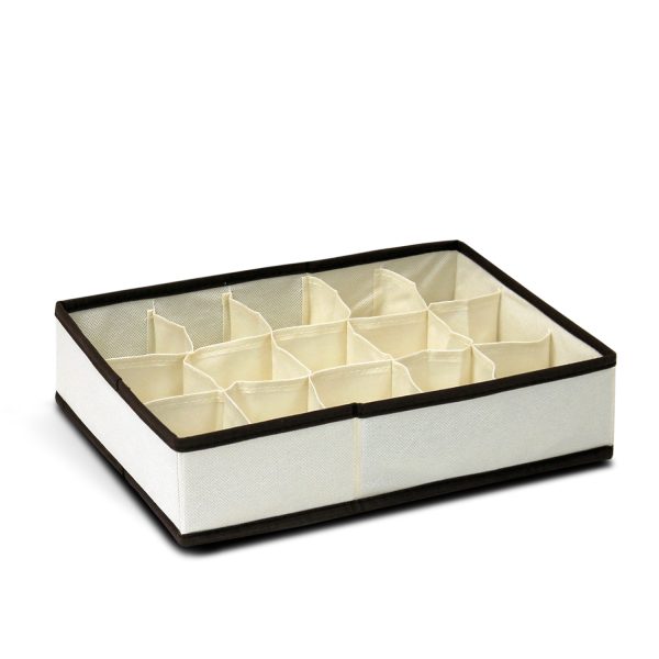 furinno Furinno Non-Woven Fabric 3×5 Soft Storage Organizer Ivory w/Mid Brown Trim