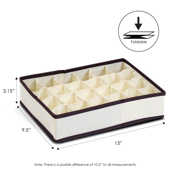Furinno Furinno Non-Woven Fabric 4×6 Soft Storage Organizer Ivory W/Mid Brown Trim