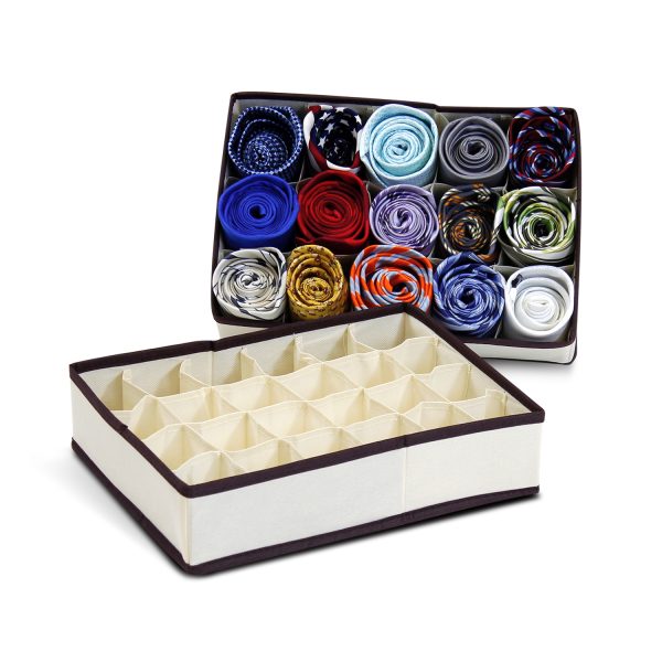 Furinno Furinno Non-Woven Fabric 4×6 Soft Storage Organizer Ivory W/Mid Brown Trim