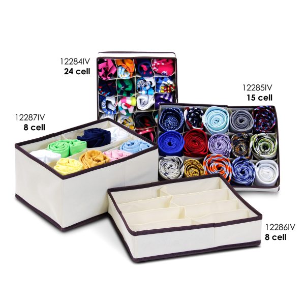 Furinno Furinno Non-Woven Fabric 4×6 Soft Storage Organizer Ivory W/Mid Brown Trim