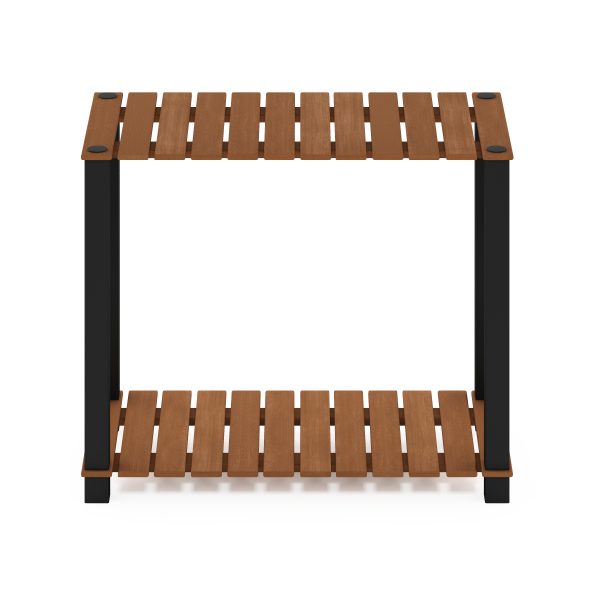 Furinno Furinno Pangkor 2-Tier Turn-N-Tube Indoor Outdoor Plant Shelf Large Rectangle Wood Stand With Square Poles