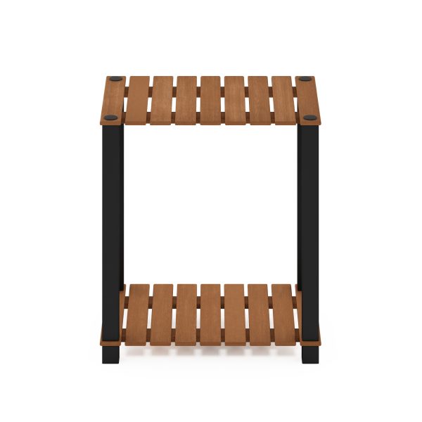 Furinno Furinno Pangkor 2-Tier Turn-N-Tube Indoor Outdoor Plant Shelf Small Rectangle Wood Stand With Square Poles