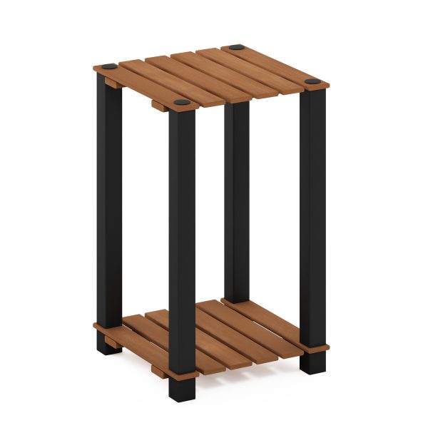 furinno Furinno Pangkor 2-Tier Turn-N-Tube Indoor Outdoor Plant Shelf Wood Side Table with Square Poles