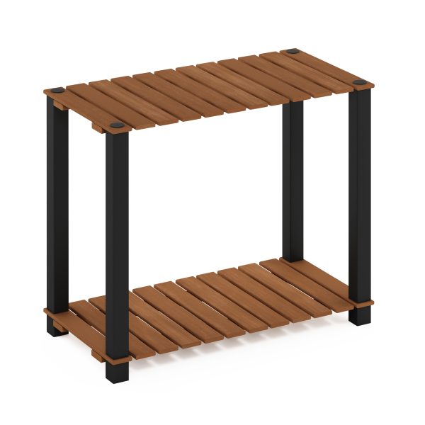 furinno Furinno Pangkor 2-Tier Turn-N-Tube Indoor Outdoor Plant Shelf Large Rectangle Wood Stand with Square Poles