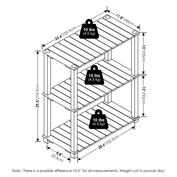 Furinno Furinno Pangkor 3-Tier Turn-N-Tube Indoor Outdoor Plant Shelf Wood Stand With Square Poles