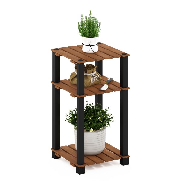 Furinno Furinno Pangkor 3-Tier Turn-N-Tube Indoor Outdoor Plant Shelf Wood Side Table With Square Poles
