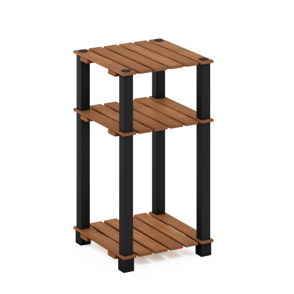 furinno Furinno Pangkor 3-Tier Turn-N-Tube Indoor Outdoor Plant Shelf Wood Side Table with Square Poles