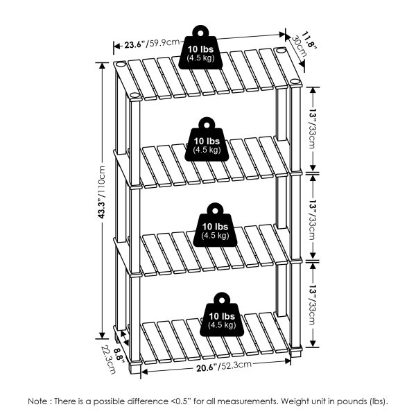 Furinno Furinno Pangkor 4-Tier Turn-N-Tube Indoor Outdoor Plant Shelf Wood Stand With Square Poles
