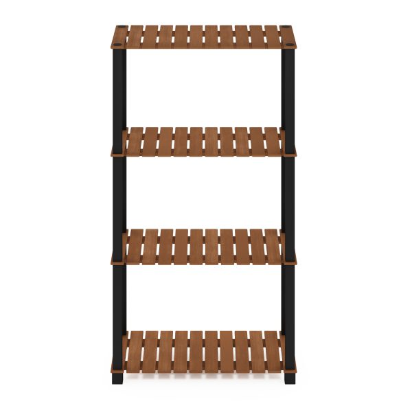 Furinno Furinno Pangkor 4-Tier Turn-N-Tube Indoor Outdoor Plant Shelf Wood Stand With Square Poles