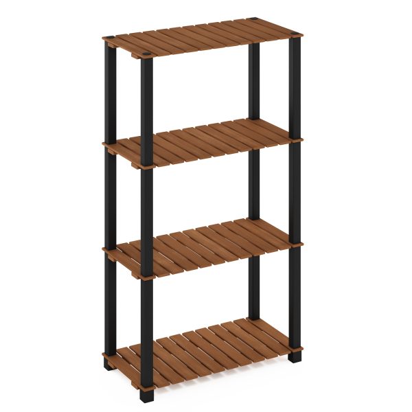 furinno Furinno Pangkor 4-Tier Turn-N-Tube Indoor Outdoor Plant Shelf Wood Stand with Square Poles