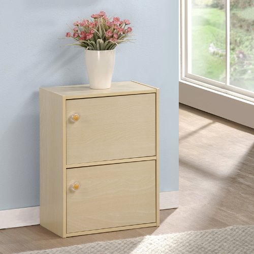 Furinno Furinno Pasir 2-Tier Bookcase W/2 Door/Round Handle