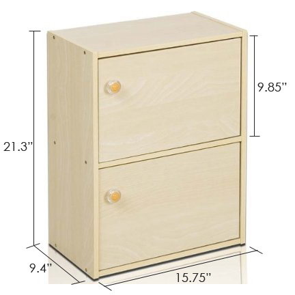 Furinno Furinno Pasir 2-Tier Bookcase W/2 Door/Round Handle