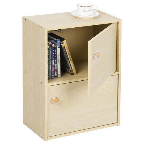 furinno Furinno Pasir 2-Tier Bookcase w/2 Door/Round Handle