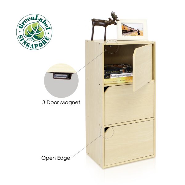 Furinno Furinno Pasir 3-Tier Bookcase With Door W/out Handle