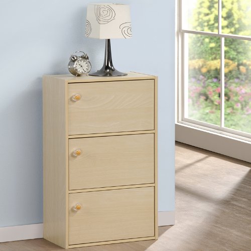 Furinno Furinno Pasir 3-Tier Bookcase With Door W/Round Handle