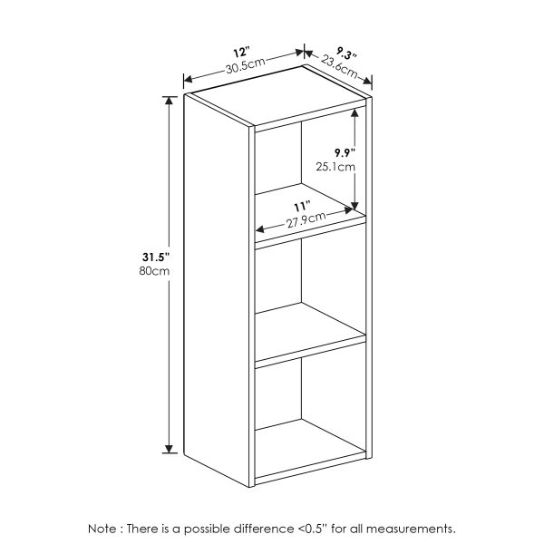 Furinno Furinno Pasir 3-Tier No Tool Assembly Open Shelf Bookcase