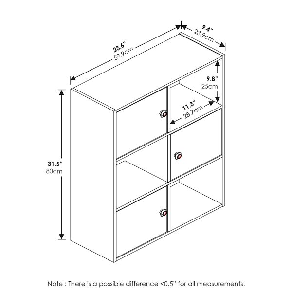 Furinno Furinno Pasir 3-Tier Shelf W/3 Door/Round Handle