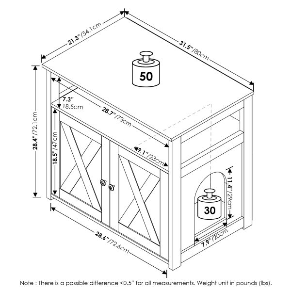 Furinno Furinno Peli Farmhouse Cat Litter Box Enclosure