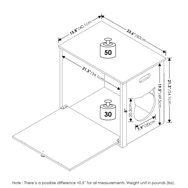 Furinno Furinno Peli Farmhouse Hidden Cat Litter Box With Divider